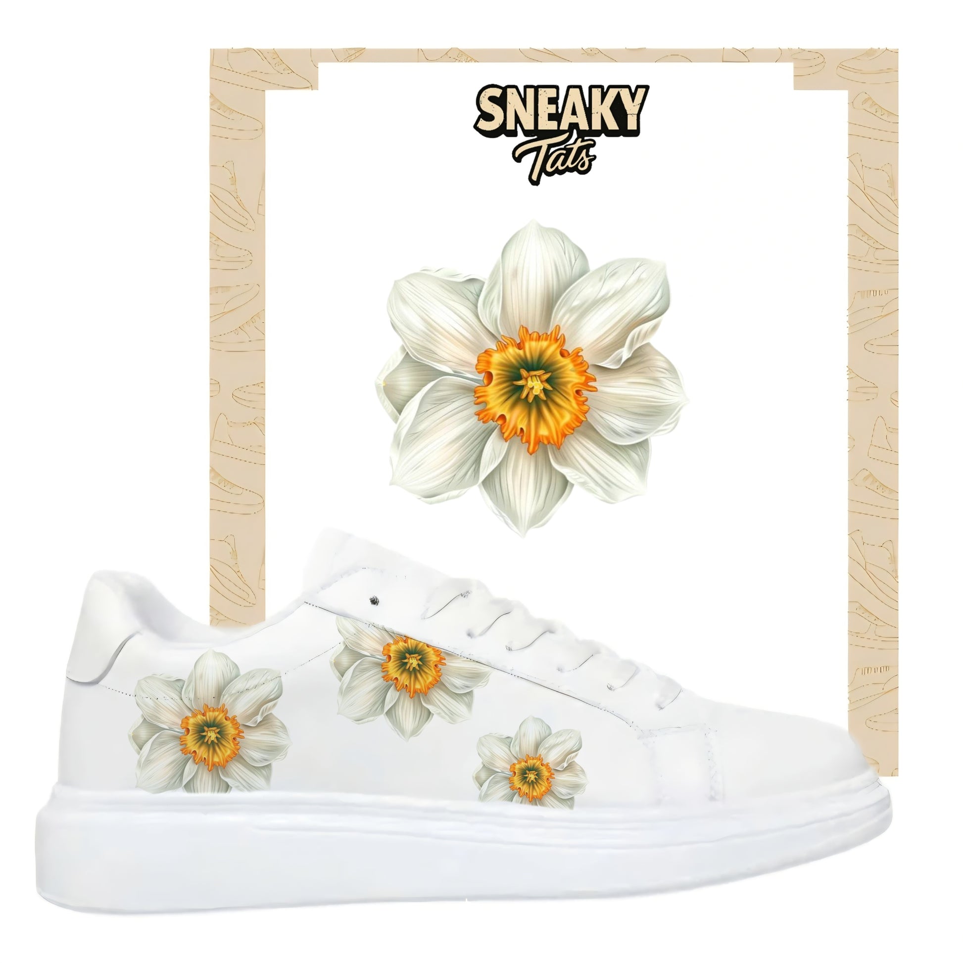Bügelbild für Schuhe zum selber personalisieren custom Sneaker Narzisse